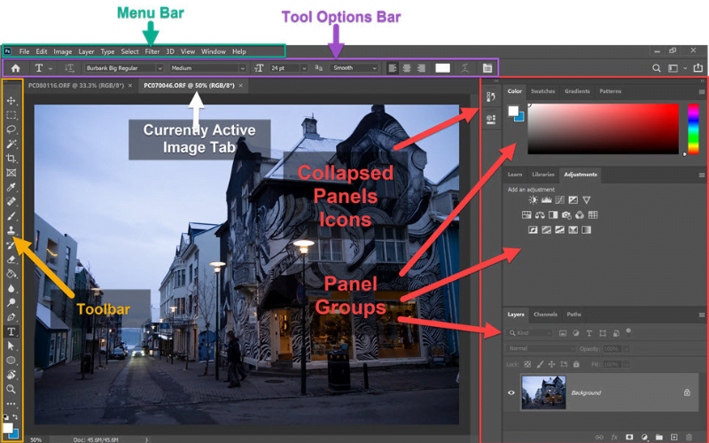 Canva vs Adobe Photoshop: Adobe Photoshop Dashboard